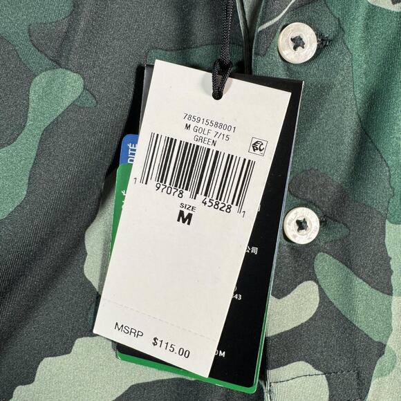 RLX Ralph Lauren Polo Shirt Mens Medium Green Camo Golf Wicking Stretch Tech - Picture 6 of 13